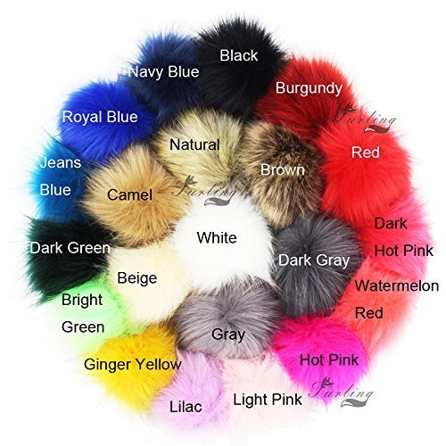 DIY 12pcs Faux Fox Fur Fluffy Pompom Ball for Knitting Hat Hats (Popular Mix Colors)