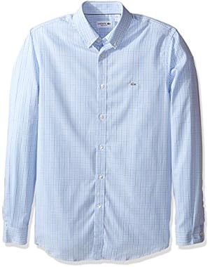 Lacoste Men's City Long Sleeve Stretch End Check