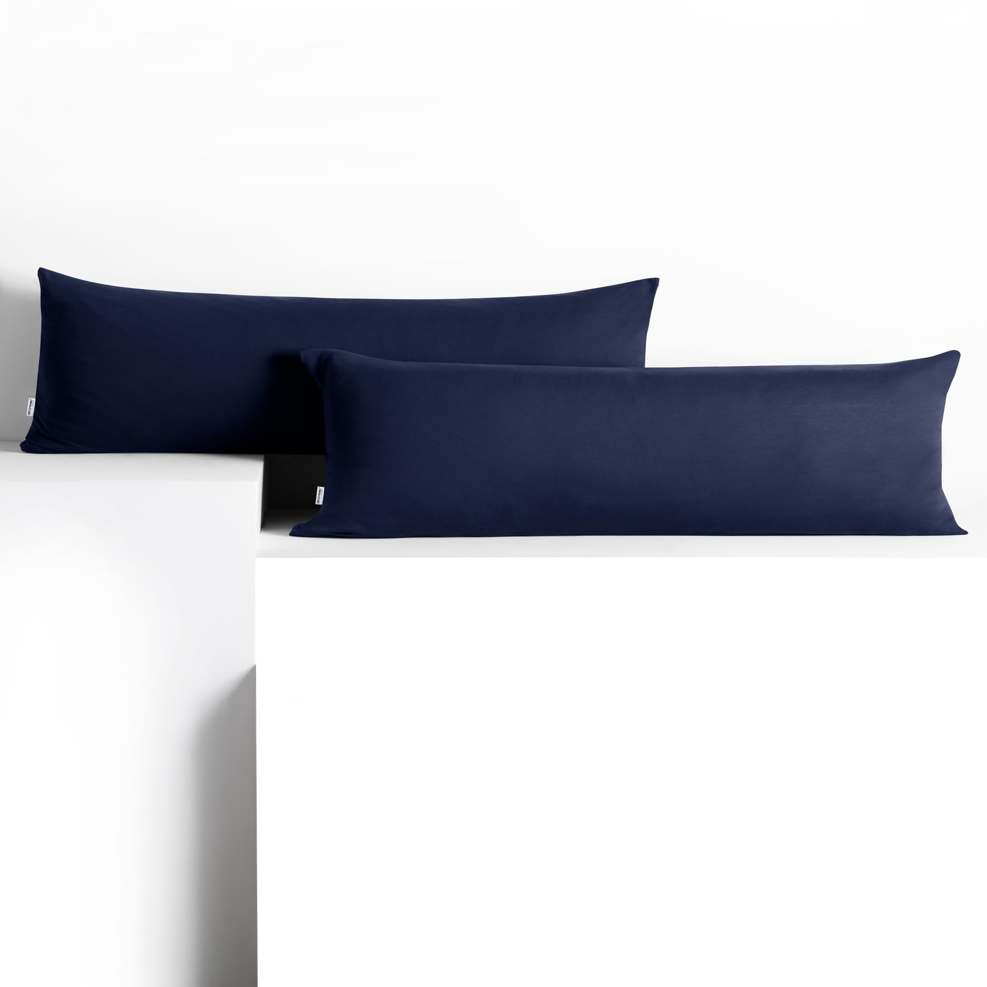 DecoKing 2 Pillowcases 40 x 145 cm Jersey 100% Combed Cotton Zip Dark Blue Amber
