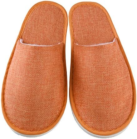 12 Pairs Linen Unisex Closed Toe Adult Disposable Slippers Fit Most Men &amp; Women Guest Slippers