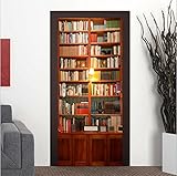 SENGE Bookshelf Door Wall Murals Door Murals Door Decals Door Wall Sticker Bookcase Door Wall Stickers Wallpaper Mural DIY Home Decor Poster Decoration (4#Bookshelf)