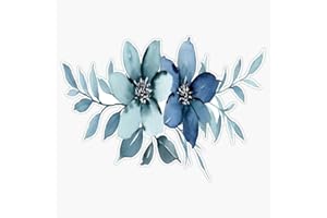 SMJ DESIGNS Blue Flowers ~ Sticker Vinyl Waterproof Sticker Decal Car Laptop Wall Window Bumper Sticker 5"