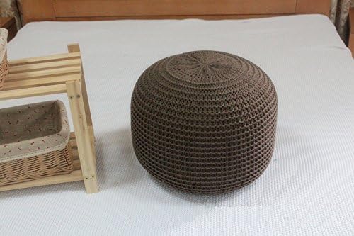New Style Knitted Woolen Round Cushion POUF (Coffee)