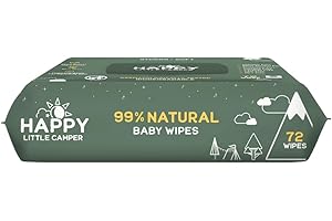 Happy Little Camper Natural Baby Wipes Unscented - Hypoallergenic & Chlorine-Free Wet Wipes with Aloe Vera, Chamomile and Pomegranate Extract - Gentle on Sensitive Skin - 72 Count