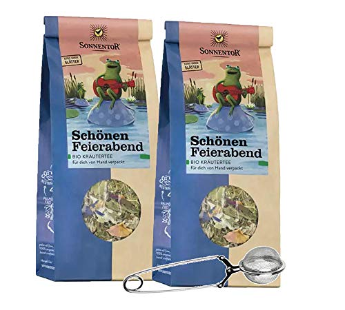 Sonnentor 2x Schönen Feierabend Kräutertee lose (je 50g) Bio-Kräutermischung + Teezange AT-BIO-301