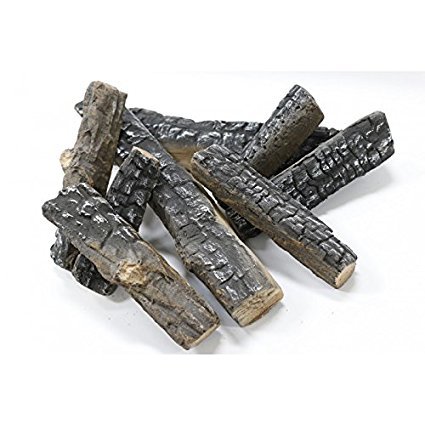 GYG Small Gas Fireplace Logs 8 Piece Set of Ceramic Wood Logs. All Types of Indoor, Gas Inserts, Ventless & Vent Free, Electric, or Outdoor Fireplaces & Fire Pits. Realistic Clean Burning