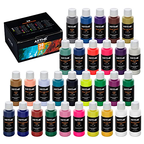 ARTME Acrylic Pouring Paint Set, 30 vivid colors(60ml/2 oz battles
