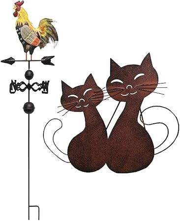 Flameer Coq Girouette Retro Girouette Vitesse Indicateur De Direction Indicateur De Jardin Patio Figuire De Chat En Fer Amazon Fr Jardin