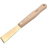 CHILI Tools 1-1/4" Brass Scraper With Long Beech Wooden Handle, Non-Scratch, Non-Spark, Non-Magnetic, Made In Taiwan