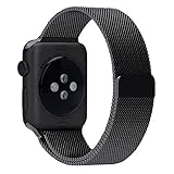 Watch Band, Milanese Loop Stainless Steel Replacement Iwatch Band For   Watch Band 42mm Series 1&2 (Black)