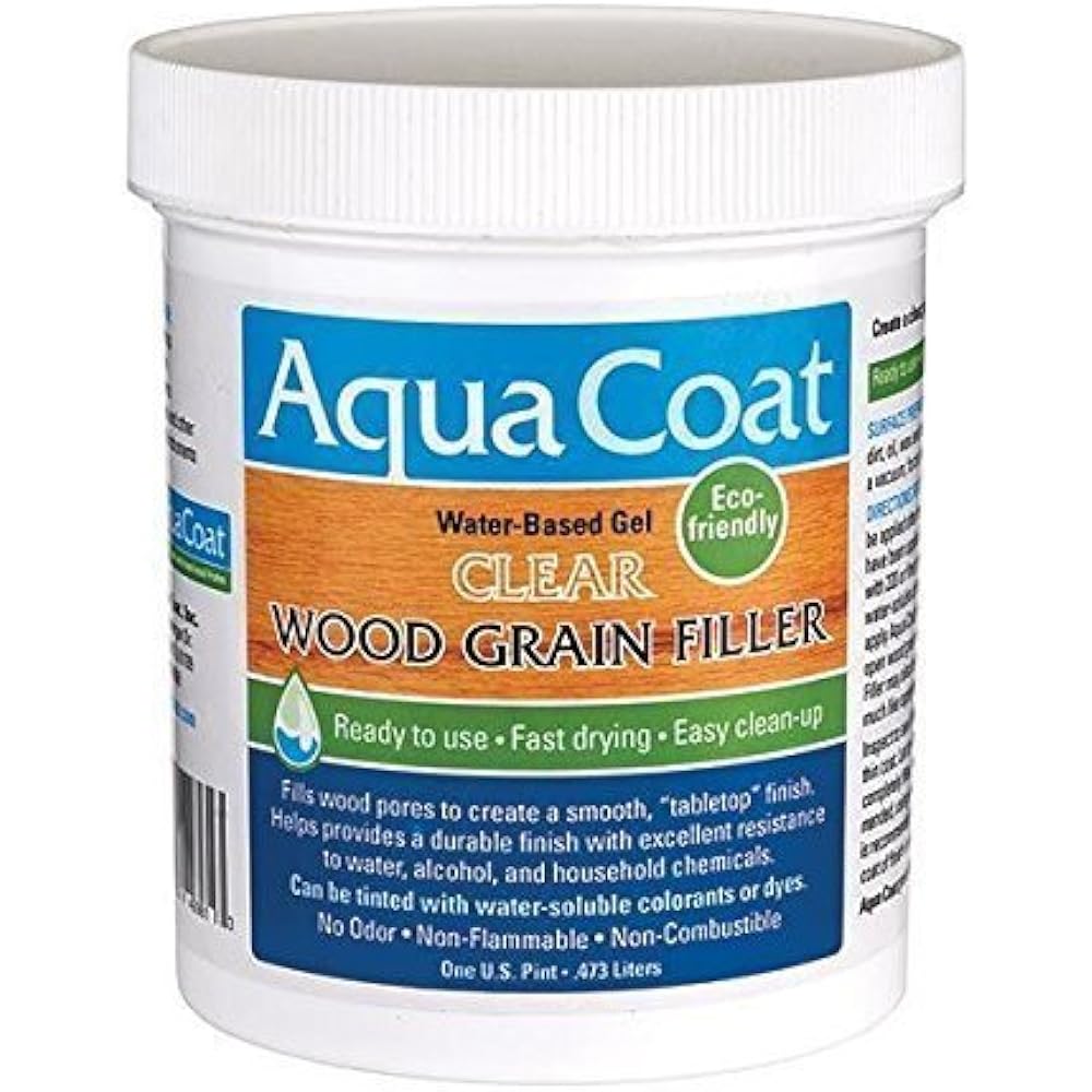 Aqua Coat, Best Wood Grain Filler. Clear Gel, Water Based, Low Odor