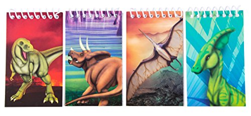 Spiral Notepad â€“ 24-Pack Top Spiral Notebooks, Bulk Mini Spiral Notepads for Journaling, Note Taking, To-do Lists, Lined Paper, 4 Dinosaur Designs, 3 x 5 Inches