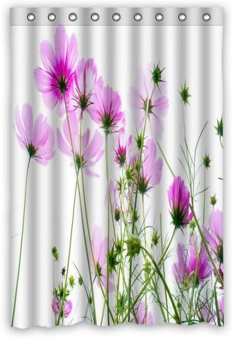 Custom Fashion Design Pink Cosmos Flower Shower Curtain Home Decoration Mildew Waterproof Polyester Fabric Bathroom Shower Curtain 48" x 72" Inch