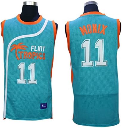 Flint Tropics 11 Ed Monix Teal Semi Pro Movie Stitched Basketball Jersey Size-S