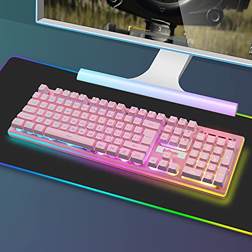 RedThunder K10 Wireless Gaming Keyboard, Rechargeable 3000mAh 2.4G LED