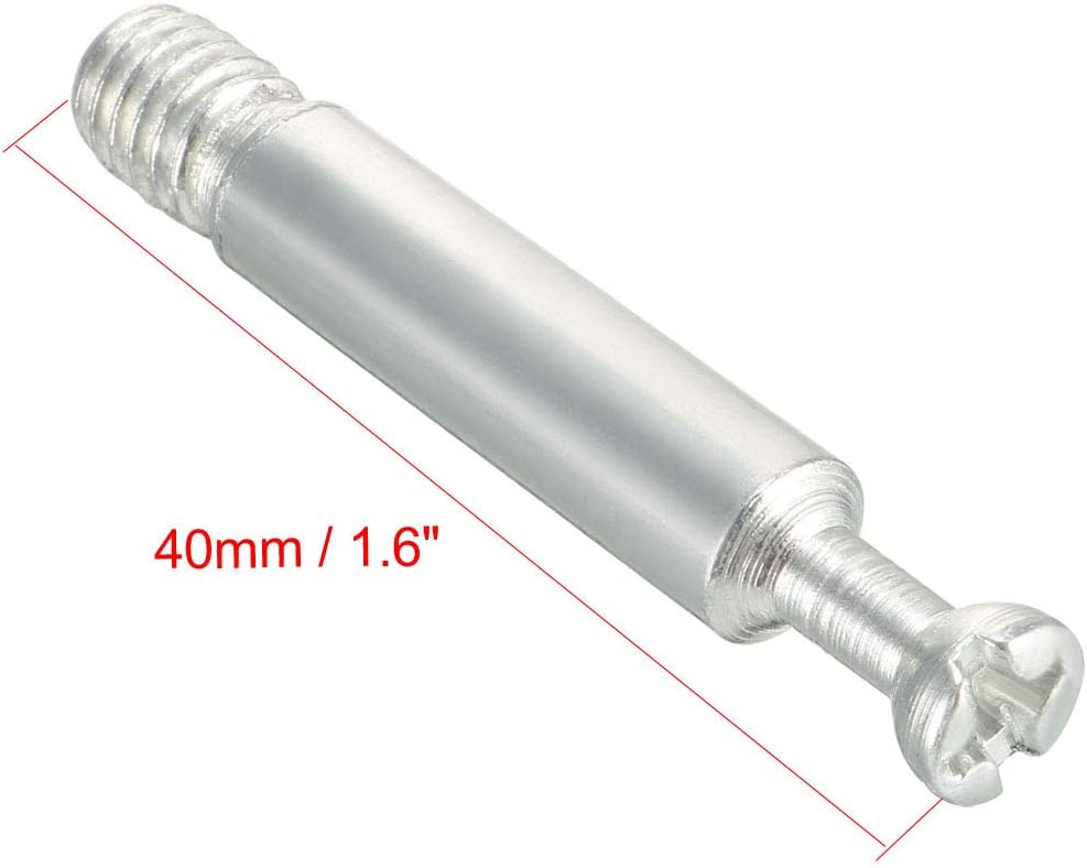sourcing map Furniture Connecting Fitting M6 Thread Bolts Dowels Screws 5 Pcs, Silver Tone, M6 x 40mm - Image 3