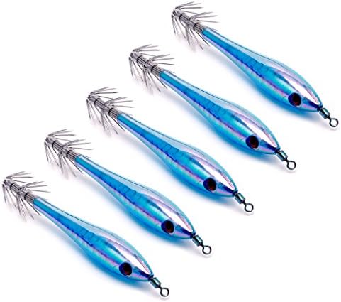 fafababy Glow in Dark Luminous Squid Cuttlefish Fishing Lures Tackle Jig Bait Hooks 5Pcs