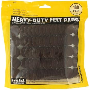 Smart Surface 8827 Heavy Duty Self Adhesive Furniture Felt Pads 1-Inch Round Brown 160-Piece Value Pack in Resealable Bag