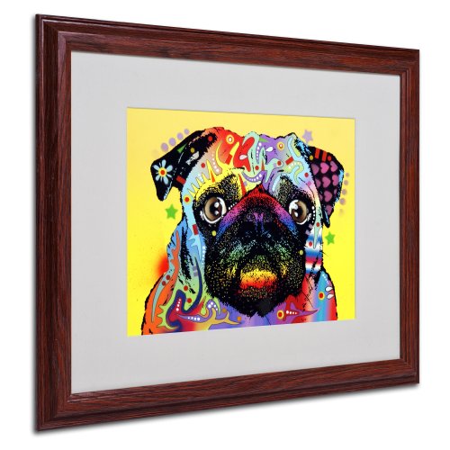 Trademark Fine Art Pug Matted Artwork by Dean Russo with Wood Frame, 16 by 20-Inch