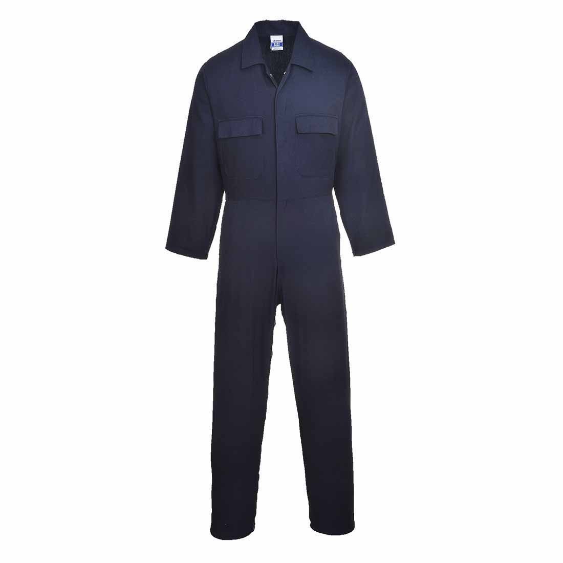 Portwest S998 Men's Euro Cotton Work Coveralls Protective Overalls Breathable Durable Workwear Concealed Stud Multiple Pockets Elastic Waist Boiler Suit for Mechanics Warehouse Garages DIY Navy