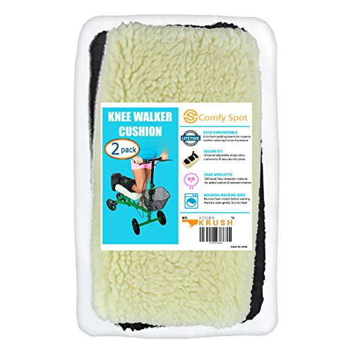 Knee Walker Cushion Covers 2 Pack for Knee Scooter for Injured Leg Universal Knee Scooter Pad Cover Faux Sheep Skin Knee Walker Seat Pads Covers for Rolling Scooter Includes 2 Extra Foam Inserts - Thumbnail 2