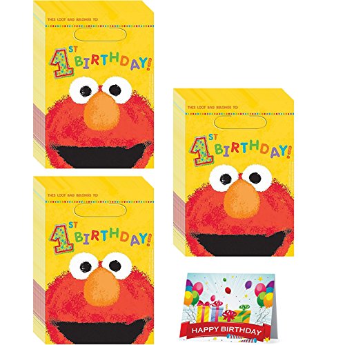 Elmo 1st Birthday Favor Treat Bags Bundle Pack of 24