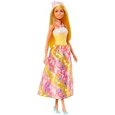 Barbie Royal Doll with Brightly Highlighted Fantasy Hair | Colorful Accessories, Yellow Ombre Bodice and Butterfly-Print Skirt