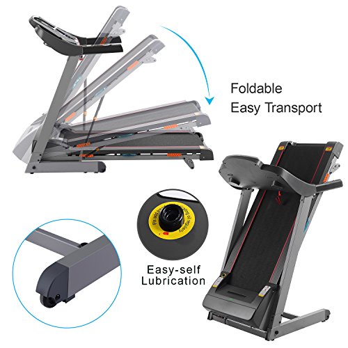 Folding Electric Treadmill Incline Motorized Running Machine Smartphone APP Control for Home Gym Exercise (Functional Treadmill-Gray)
