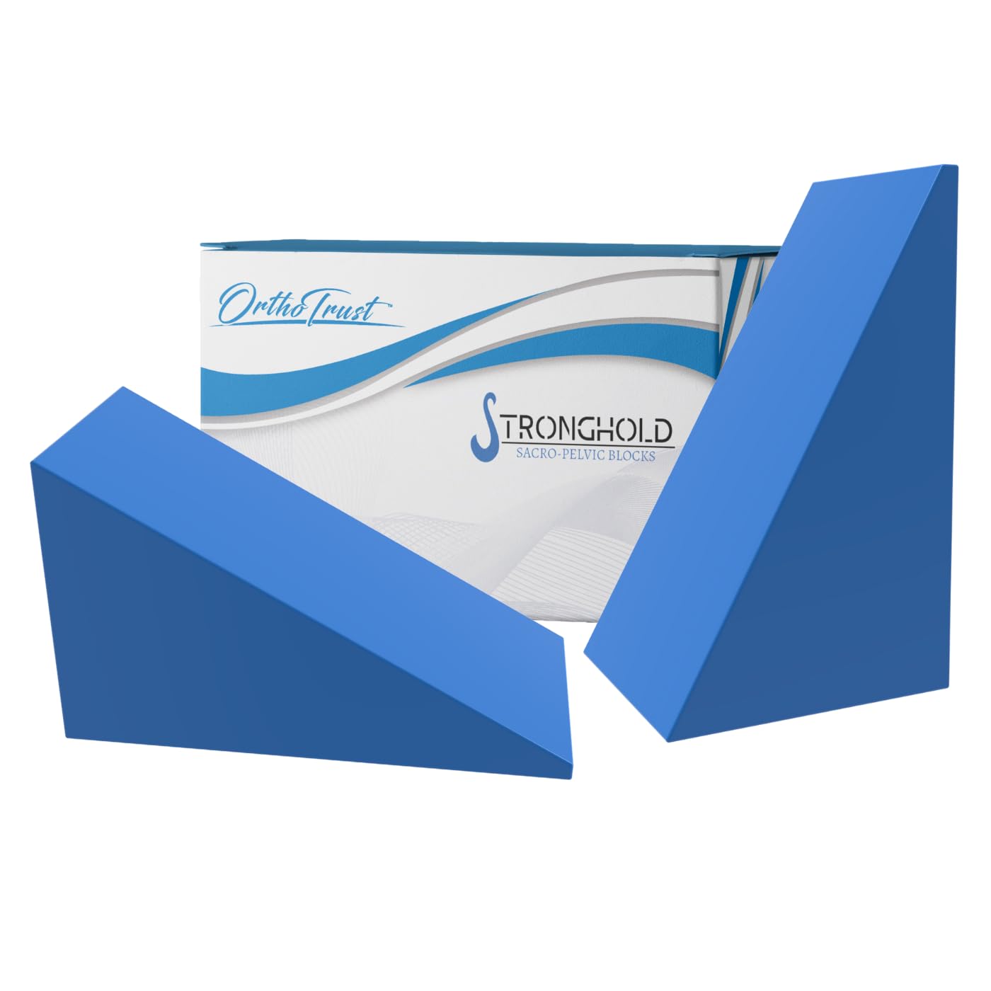 OrthoTrust Stronghold Pelvic Sacral Blocks Set High-Density Foam Wedges - Royal Blue Set