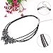 QIYUN.Z Antique Silver Large Butterfly Pendant Hollow Out Leather Rope Necklace