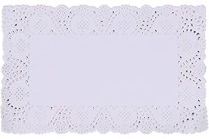 Tim&Lin White Lace Paper Doilies - 7 inch x 12 inch Rectangle Paper Doilies - Disposable Paper Placemats - for Wedding, Birthday, Cakes, Desserts, Tableware Food Decoration, Pack of 100