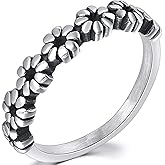 Jude Jewelers Retro Vintage Stainless Steel Stackable Flower Style Wedding Band Ring