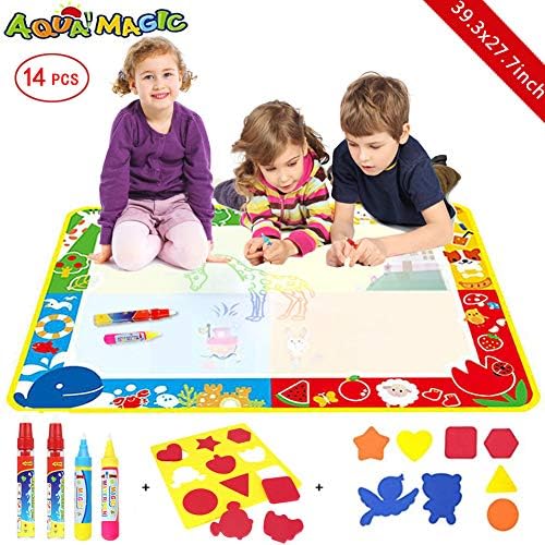 Doodle Drawing Mat - Water Doodle Mat Large Size 39.3"X27.5" in Colors Aqua Magic Mat Educational Toys Xmas Gift for Boy Girl Toddlers Age 3- 12