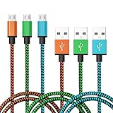 Aupek [3-Pack] Data Cable, 3ft/1m Durable Micro USB Cable Charging Cable with Aluminum Shell Connectors for LG, Samsung, HTC, Nokia and More Other Android and Windows Smartphone (Blue Green Orange)