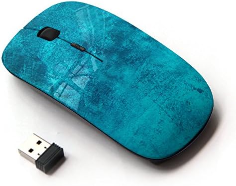 Planetar Colorful PrinTed Ultra-thin Wireless Optical 2.4Ghz Mouse - Black ( Aquamarine Blue Warm Tropical )