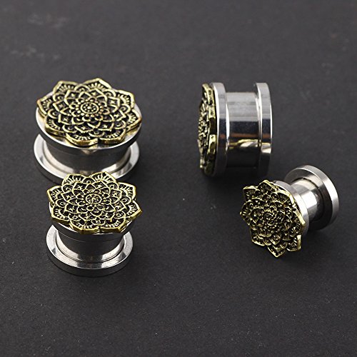 image for TIANCIFBYJS 3 Pair Stainless Steel Ear Tunnels Earrings Plugs Woman Da