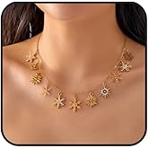 Christmas Charm Necklace for Women Gold Santa Claus Snowmen Xmas Tree Jingle Bell Charms Chain Necklace Xmas Gift Gingerbread Man Snowflakes Pendant Necklaces Christmas Festive Costume Accessories