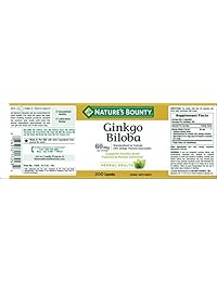 Nature 's Bounty Ginkgo Biloba 60 mg cápsulas, 74312172434, 1, 1