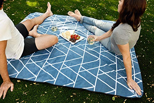 Blue Green Picnic & Outdoor Blanket by Laguna Beach Textile Co | Plush and Water-Resistant Outdoor Mat - Perfect for Camping, Beach, Park and Festivals | Foggy Peaks