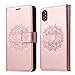 iPhone Xs Case, iPhone X Case, SOWOKO Book Style Leather Wallet Case Flip Folio Shockproof Protection Cover with Credit Card Slots and Kickstand for Apple iPhone Xs/X 5.8 inch (Rose Gold)