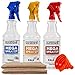 Duracare Spray Bottles for Cleaning Solutions, Industrial Strength, Chemical Resistant and Leak Proof 32oz Plastic Spray Bottles (3 Pack) Adjustable Nozzle - 2 Microfiber Cloths & Collapsible Funnel