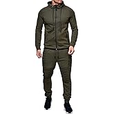 amropi Men's Casual Tracksuit Full Zip Hoodie Sweatsuit Jogging Sports Athletic Sweat Suits