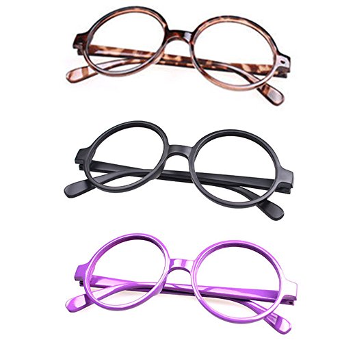 Set of 3 FancyG® Retro Geek Nerd Style Round Shape Glass Frame NO LENSES SET87