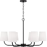 Capital Lighting 449462MB-706 Brody Transitional Contemporary Minimalistic White Fabric Chandelier, 6-Light 360 Total Watts, 