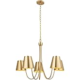 Savoy House M100142NB Meridian Modern Opaque Metal Chandelier, 5-Light 300 Total Watts, 23" H x 32" W, Natural Brass