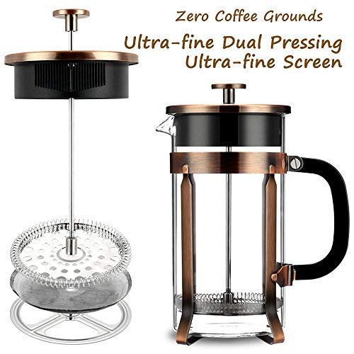 French Coffee Press Maker, Famirosa Glass French Press Kit Machine (8 Cup, 1 liter, 34 Oz) for Coffee Tea Camping Office - Thumbnail 3