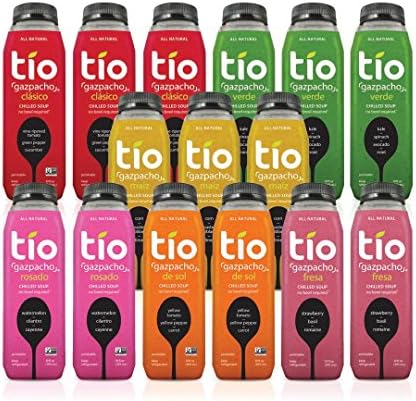 Tio Gazpacho Drinkable Portable Soup - Variety 15 pack, 10 fl oz, non-GMO, gluten-free