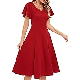 HomRain Wedding Guest Dresses for Women Vintage Short Sleeves Casual Fit and Flare Cocktail Formal Dress for Tea Party