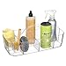 mDesign Large Plastic Divided Portable Storage Organizer Caddy Tote Bin with Handle for Kitchen - Holds Cleaning Supplies, Window Cleaner, Dust Cloths, Sponges - Lumiere Collection - Clear