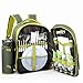 ALLCAMP Picnic Backpack for 4 Person with Cooler Compartment, Detachable Bottle/Wine Holder, Fleece Blanket, Plates and Cutlery Set, Green